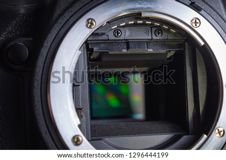 close-up digital SLR camera sensor, selective focus
