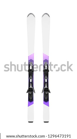 Pair of mountain skis. Sport equipment isolated on white background