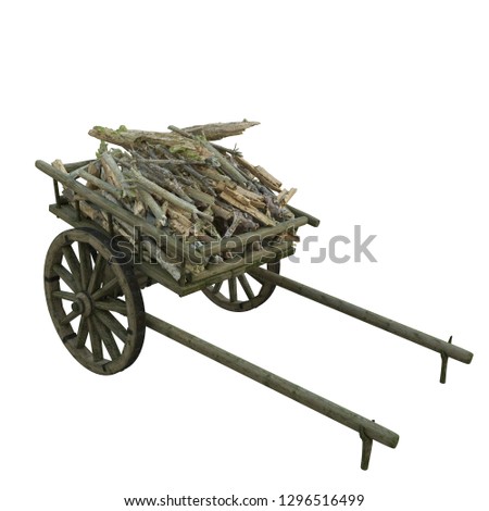 Old wood in a wooden cart