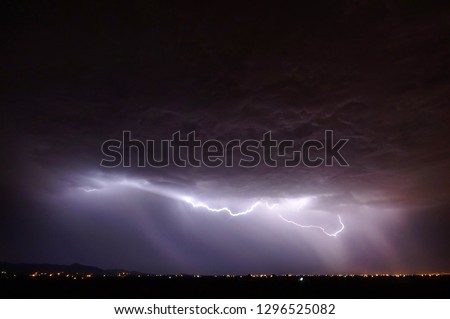 Picture of lighting taken under a storm in northern Morocco, just outside the city of Nador.               