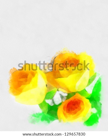 beautiful yellow rose, watercolor
