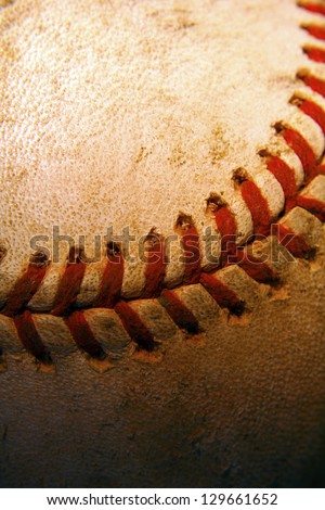 Close up of a weathered baseball
