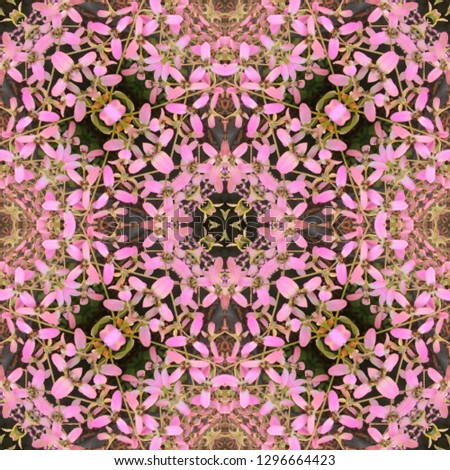 Seamless pattern with beautiful pink flora is blooming. Vintage floral blossom background. picture illustration, flat design.