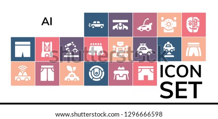  ai icon set. 19 filled ai icons. Simple modern icons about  - Car, Shorts, Short, Robot, Cyborg