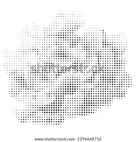 An abstract halftone texture. Black and white pattern of dots on a white background.