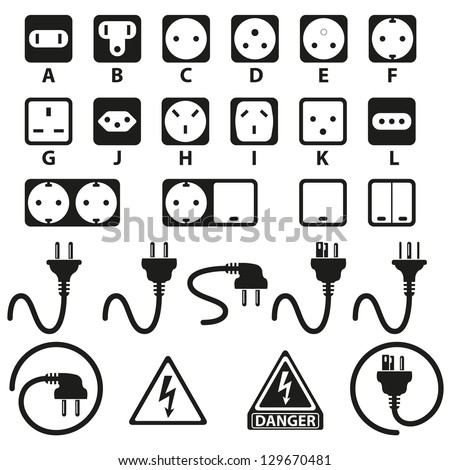 Electric outlet illustration on white background Royalty-Free Stock Photo #129670481