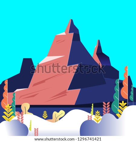 Vector illustration - mountain landscape nature. tree. A great mountain.art. background