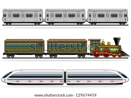 railway transport collection Royalty-Free Stock Photo #129674459
