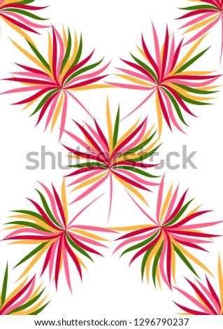 Tropical seamless pattern with leaves. Beautiful tropical isolated leaves. Fashionable summer background with leaves for fabric, wallpaper, paper, covers.
