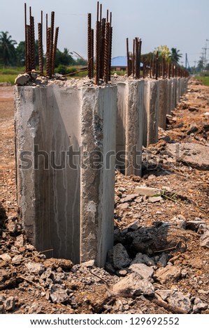 Under Construction of Road  in Thailand ( Put Stake in Soil)