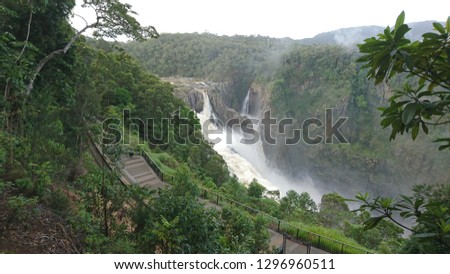 Barron Falls in Kuranda National Park carrying hectolitre of muddy water after a violent rainfall - Queensland