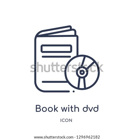 Linear book with dvd icon from Commerce outline collection. Thin line book with dvd icon isolated on white background. book with dvd trendy illustration