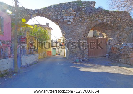 Beautiful view of street in Milas,Mugla, Turkey Royalty-Free Stock Photo #1297000654
