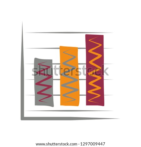 Tricolor bar graph icon - vector clipart. Simple flat infographic as a design element for business and education