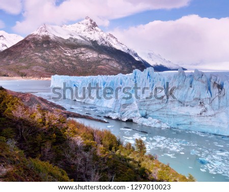 Perito Moreno glacier in Patagonia, Argentina, South America. Autumn landscape in Los Glaciares National Park