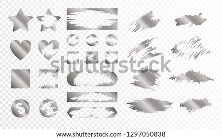Scratch cards of different shape monochrome set isolated on transparent background flat vector illustration Royalty-Free Stock Photo #1297050838