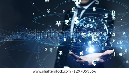 Financial technology concept. FinTech. Foreign exchange. Royalty-Free Stock Photo #1297053556
