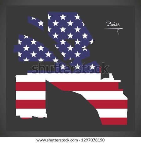 Boise Idaho City map with American national flag illustration