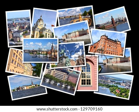 Postcard collage from Stockholm, Sweden. All photos taken by me and available also separately.