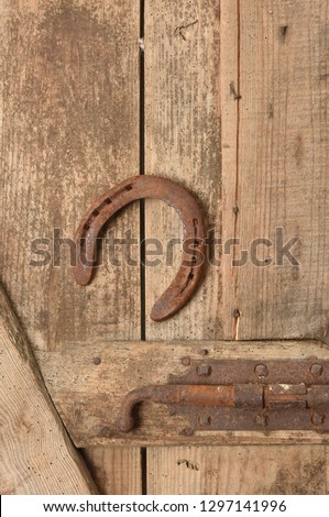 lucky horseshoe on an old wooden door