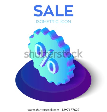 Sale tag. Special offer sale tag 3D isometric icon. Percent sign. Discount offer price label. Sunburst label sticker. Perfect for web design and banner. Vector Illustration.