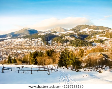 Carpathian mountains in winter. 