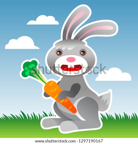 Rabbit with carrot. Vector illustration.