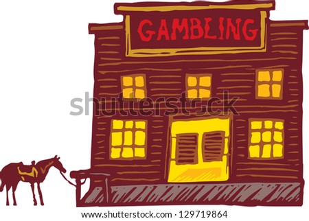 Vector illustration of an old west gambling saloon