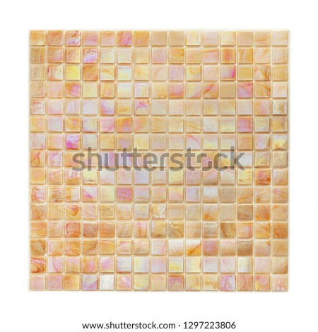 Square background mosaic, ceramics. Abstract pixels. Ceramic tiles. Wall texture. Texture for facing walls of the pool, bathroom, kitchen, tiled floor.