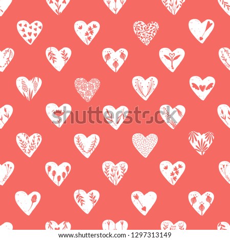 Vector collections of hand drawn hearts isolated on transparent background. Love valentines day clipart. Heart shape decorated floral elements: rose, tulip, key with wings, arrows