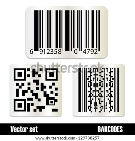 Set Of Standard Barcodes Isolated On White Background - Vector Illustration, Graphic Design Editable For Your Design. Barcode Sticker