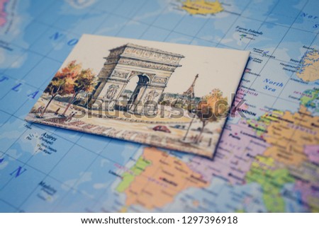 Souvenir from Paris on the map