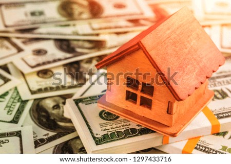 house, American dollar bills. purchase,sale, insurance of real estate.