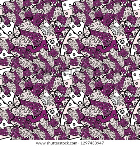 Abstract pattern for wrapping paper Vector illustration. Doodles neutral, purple and black on colors. Seamless Sketch nice background.