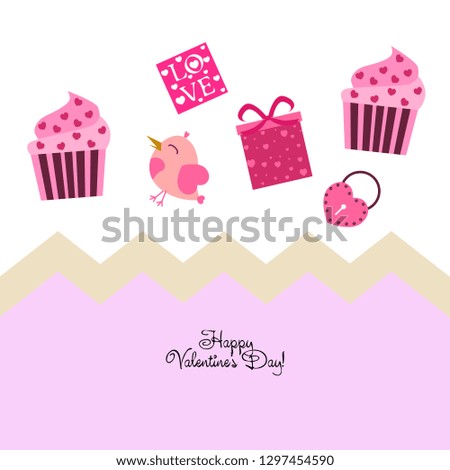A set of celebratory elements for St. Valentine's Day. flat vector illustration isolated on white background