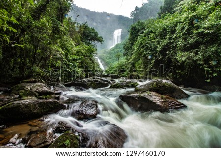 Long Exposure shot at Deer Waterfall - located in Trail of gold the ancient path used by the Portuguese in the extraction of Gold. Brazilian Highlands. São José do Barreiro. Bocaina Range.