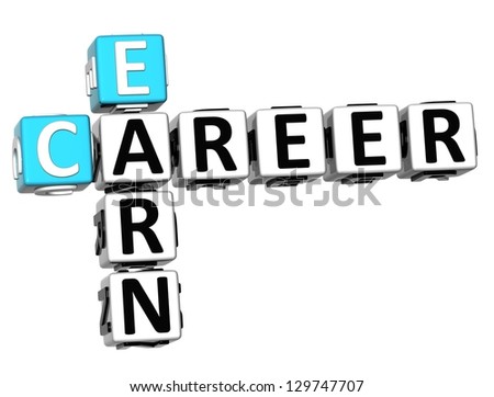 3D Earn Career Crossword on white background