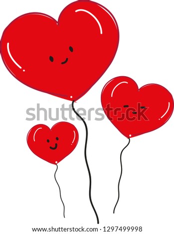 red heart cartoon character mood balloon valentine’s day vector design