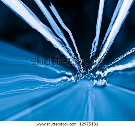 Rapid urban light movement. Abstract view 6 blue