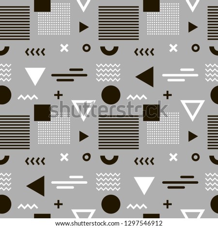 Memphis seamless pattern on grey background