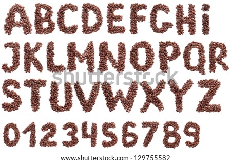 Color photograph of alphabet letter of coffee Royalty-Free Stock Photo #129755582