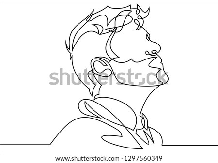 Continuous one line drawing of man portrait. Hairstyle. Fashionable men's style. 
