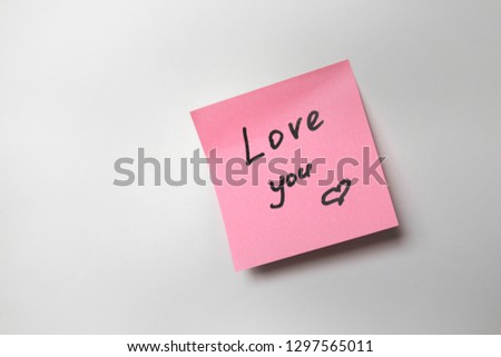 Pink sticker with Love you words