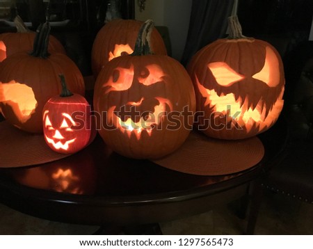 Scary carved pumpkins