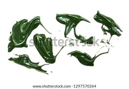 Green abstract illustration on a white background. Paint strokes. a photo.