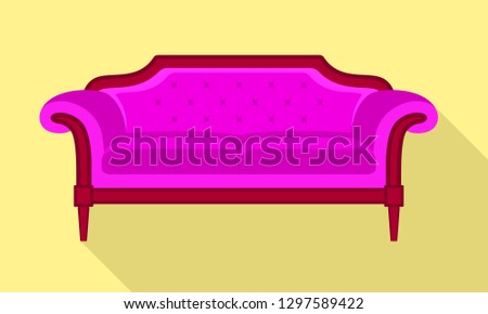 Pink sofa icon. Flat illustration of pink sofa vector icon for web design
