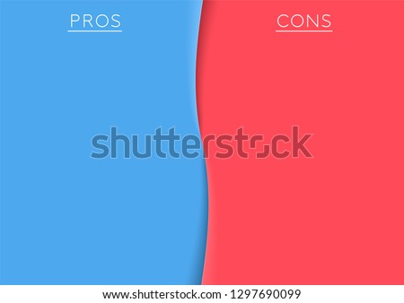 Pros and Cons Centre Divide Comparison List Template Royalty-Free Stock Photo #1297690099