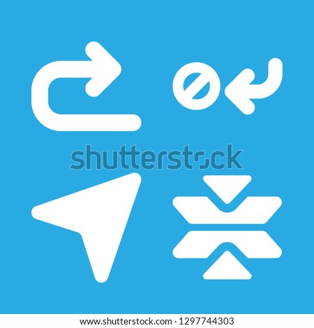 4 right icons with returning curved right arrow and two arrows and a cross in this set