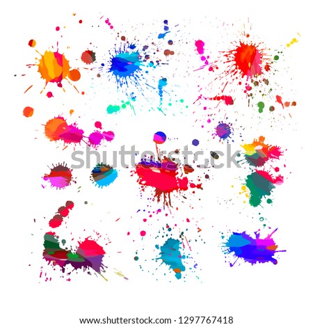 A set of colored paint stains. Vector