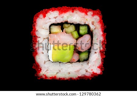 Japanese cuisine roll CALIFORNIA Isolated on a black background